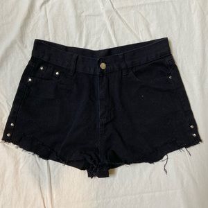 Black cutoff shorts